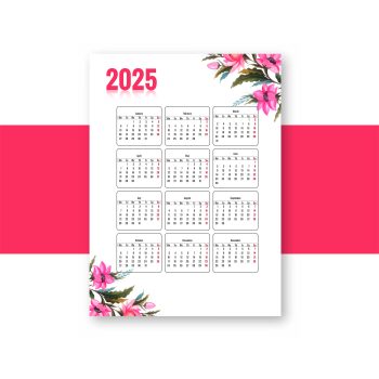 Happy new year 2025 calendar template design